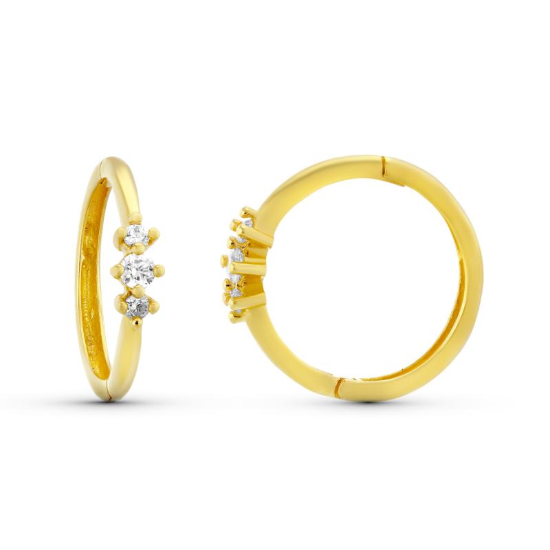 Pendiente Aro Oro 18k 3 Circonitas